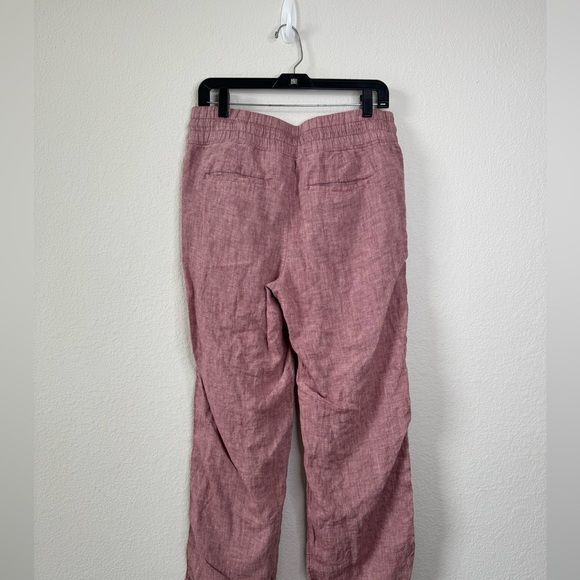 Athleta 100% Linen Cabo Wide Leg Pants Women’s Sz 12 Mauve Pink Beachy Preppy - Picture 5 of 7